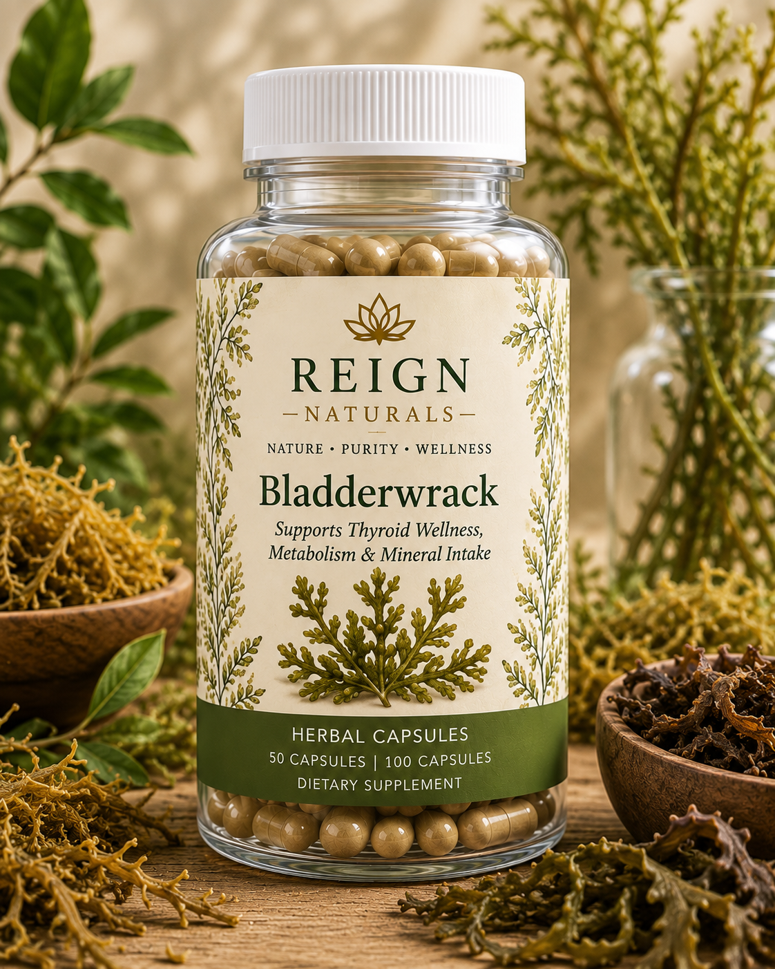 Bladderwrack herbal capsules by Reign Naturals