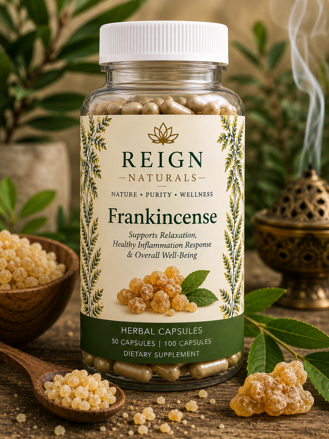 Frankincense herbal capsules by Reign Naturals