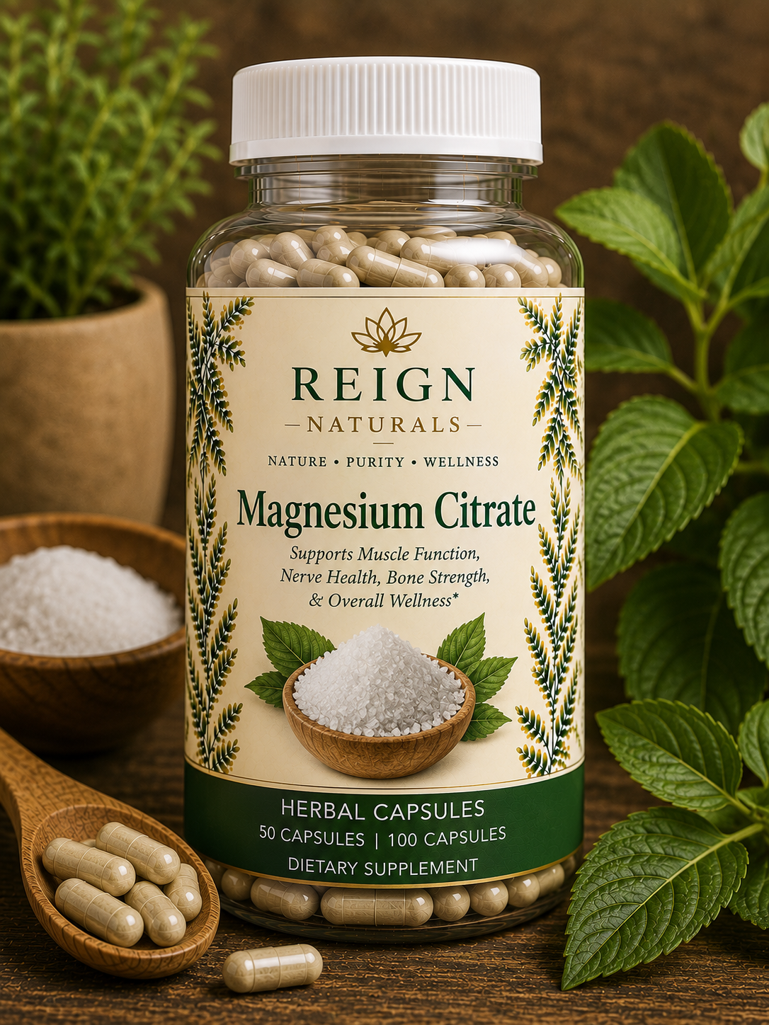 Magnesium Citrate herbal capsules by Reign Naturals