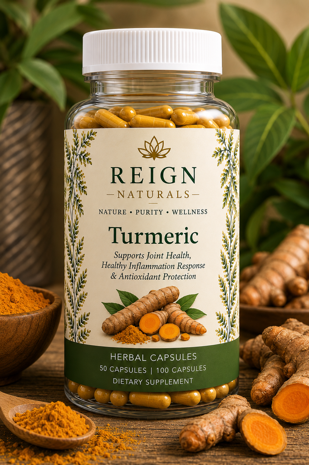 Turmeric herbal capsules by Reign Naturals